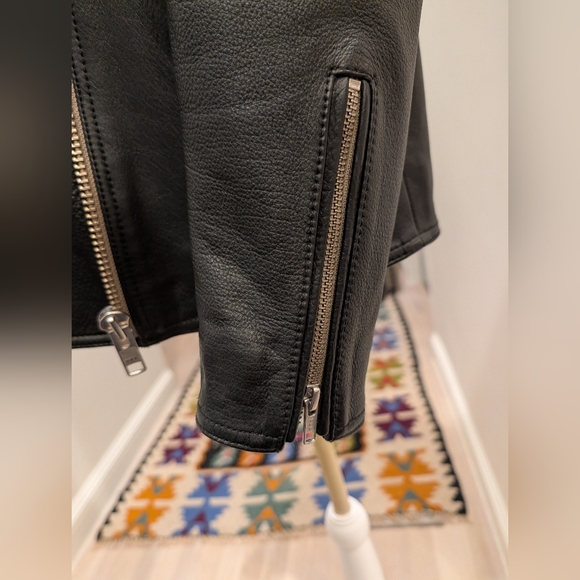 Quince Black Oversized Leather Moto Jacket Sz. XS - Picture 6 of 12